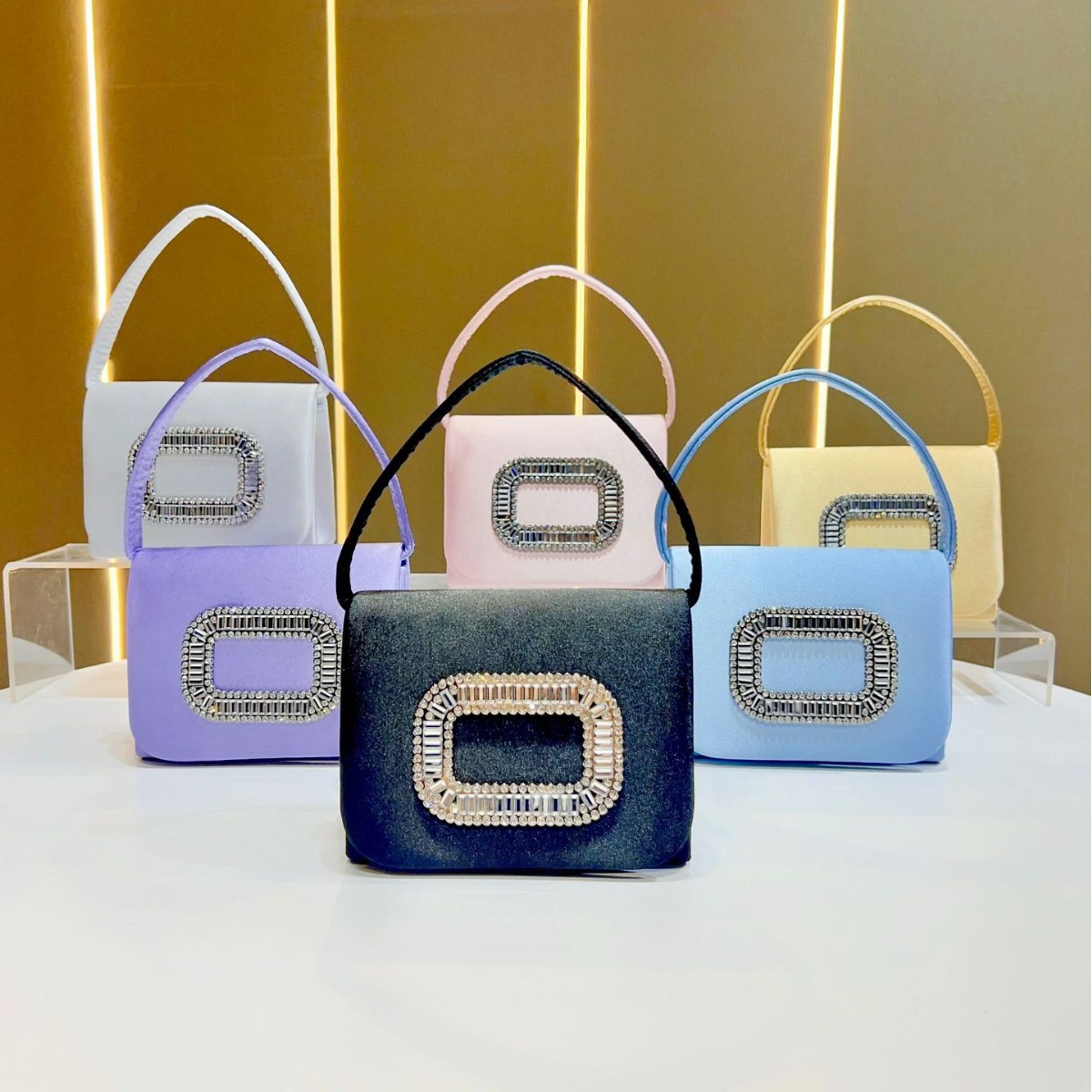 Tassel Fringe Trim - Luxury Mini Square กระเป๋าถือผู้หญิง Diamond Studded