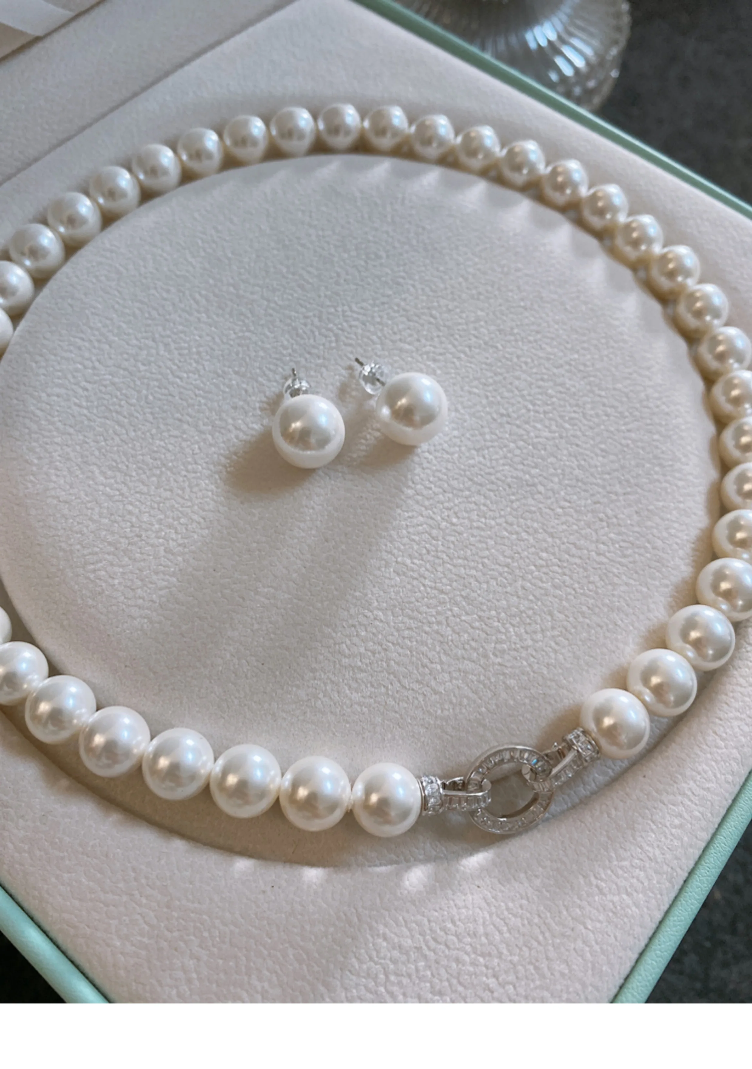Pearl Trim Chain - สร้อยคอมุกอะโกย่าธรรมชาติทรงกลมสีขาว AAAA++ ขนาด 9-10 มม. 10-11