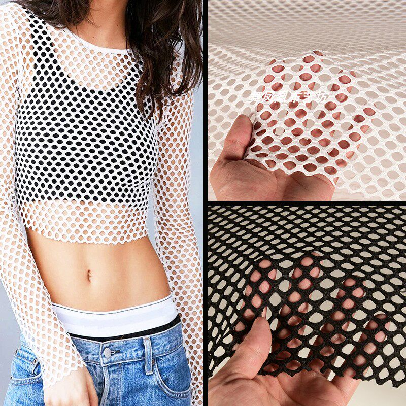 Crystal Mesh Fabric - ผ้าตาข่ายเนื้อนุ่มยืดได้ 4 ทิศทาง ลายเพชร ขนาดใหญ่ ขายเป็นเมตร