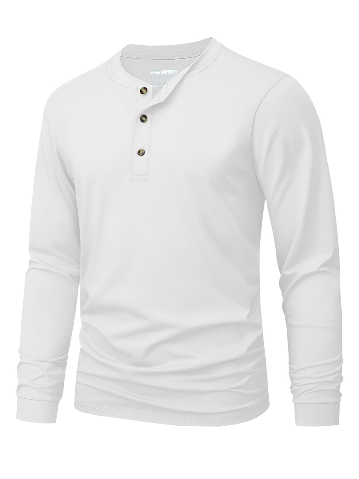Embellish Knit - เสื้อยืดเฮนลีย์ผู้ชาย สีพื้นเรียบง่าย พิมพ์ลาย แขนยาว แฟชั่นอเนกประสงค์ ทรงหลวม