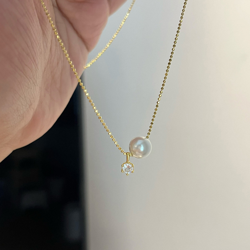 สร้อยคอไข่มุกเงินแท้ 925 รูปทร - Pearl Trim Chain บทวิจารณ์และราคา