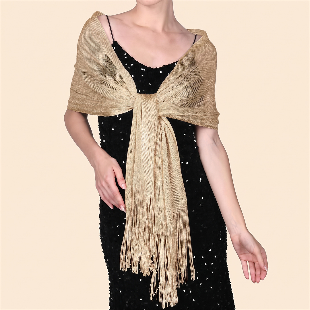 ผ้าคลุมไหล่กันแดดแฟชั่นสีทองเง - Tassel Fringe Trim บทวิจารณ์และราคา